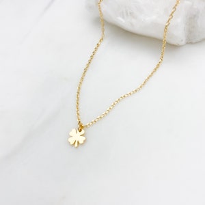 Good luck necklace, gold necklace, dainty gold necklace, dainty jewelry, gift for her, necklace, four leaf clover, jewelry, graduation gift