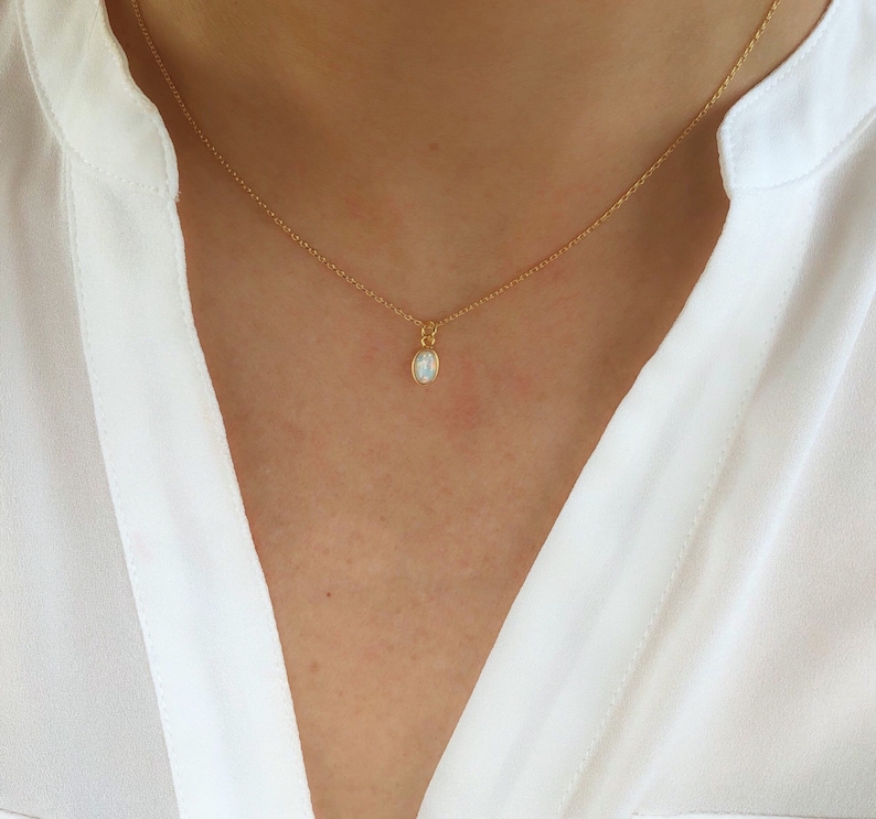 Gold Opal Necklace Minimal Necklace October Necklace Delicate Necklace Simple Gold Necklace Pink Jewelry Women Necklace Best Friend Necklace