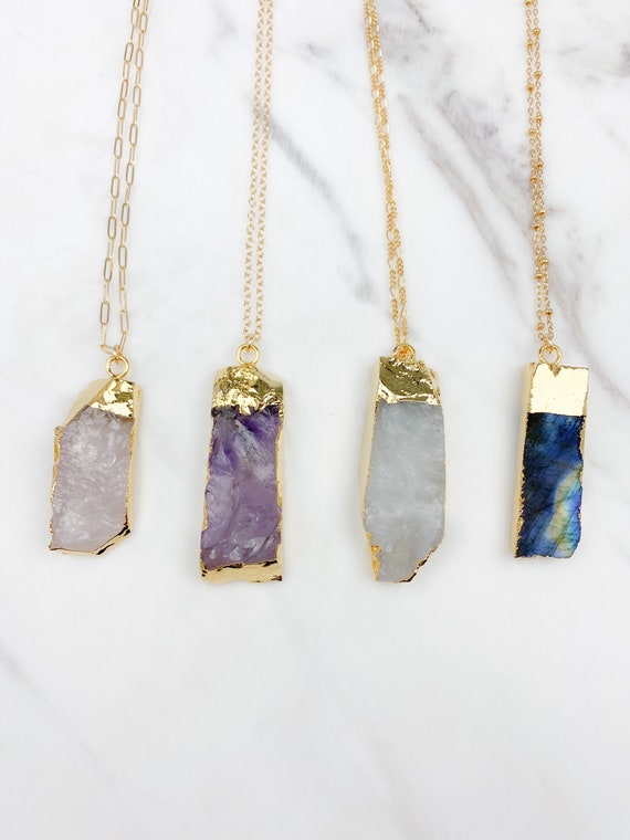 Raw gemstone necklaces discount