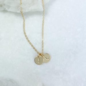 14k Gold Filled Personalized initial necklace gift, Coin necklace, Gold necklace, gift for women, dainty jewelry, dainty necklaces image 4