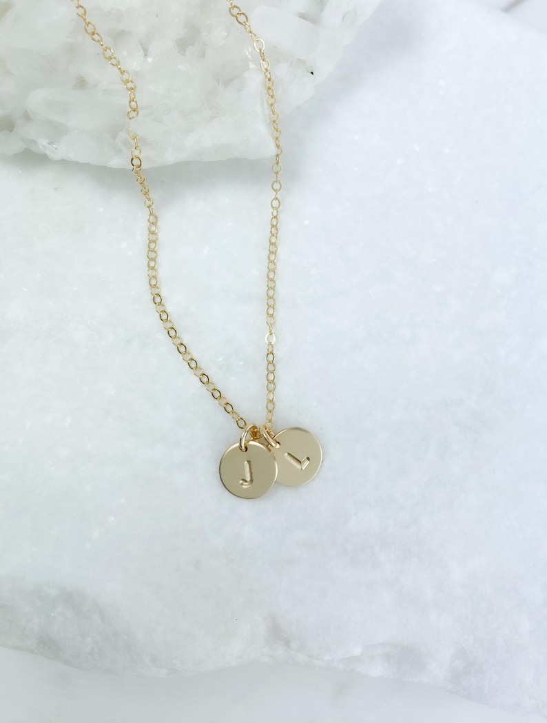 14k Gold Filled Personalized initial necklace gift, Coin necklace, Gold necklace, gift for women, dainty jewelry, dainty necklaces image 4