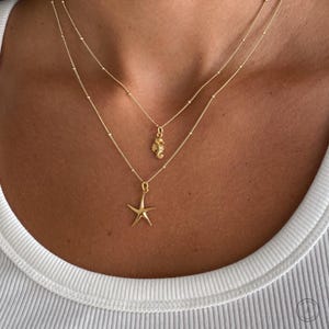 Dainty gold necklace, Starfish Necklace,Pendant necklace, gift for her, dainty jewelry, Necklaces for women, 14k gold vermeil, Ocean Jewelry