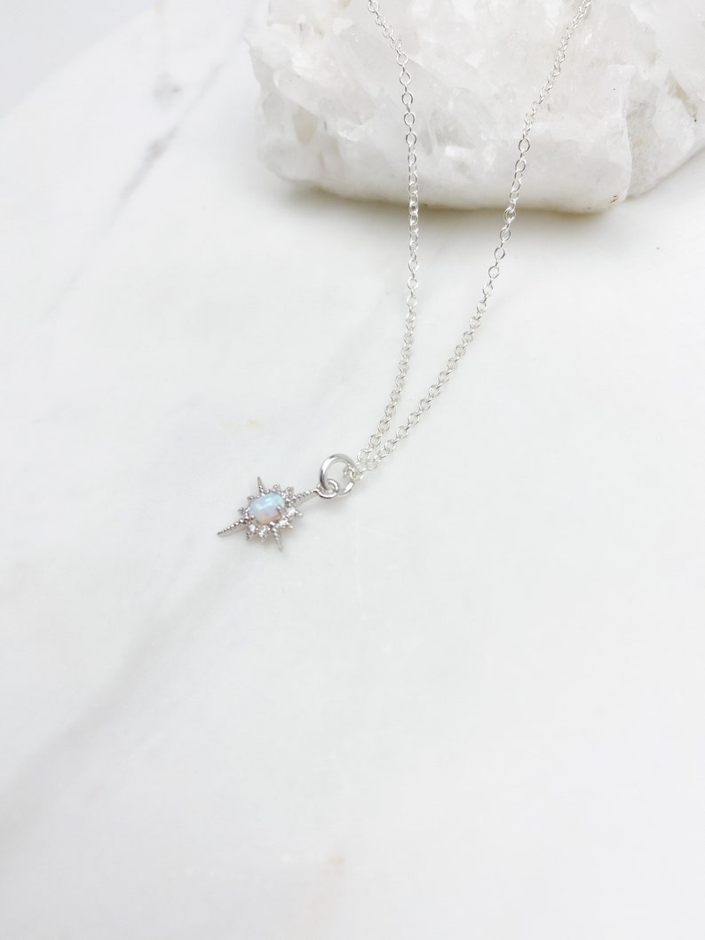 Opal star necklace, Silver Necklace, Opal necklace, Necklaces for women, birthday gift for her, jewelry gift, gift for her, jewelry SS12 image 5