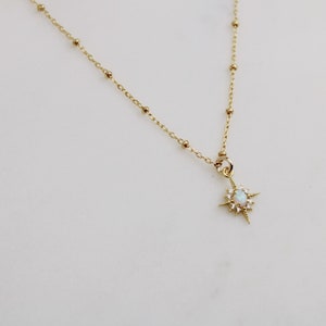 Opal star necklace, dainty opal necklace, Celestial jewelry, gold necklace, dainty necklace, birthday gift for her, jewelry gift