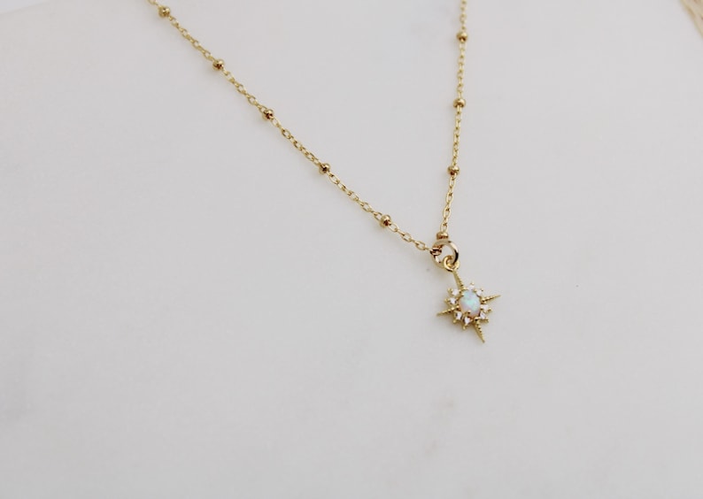 Opal star necklace, dainty opal necklace, Celestial jewelry, gold necklace, dainty necklace, birthday gift for her, jewelry gift