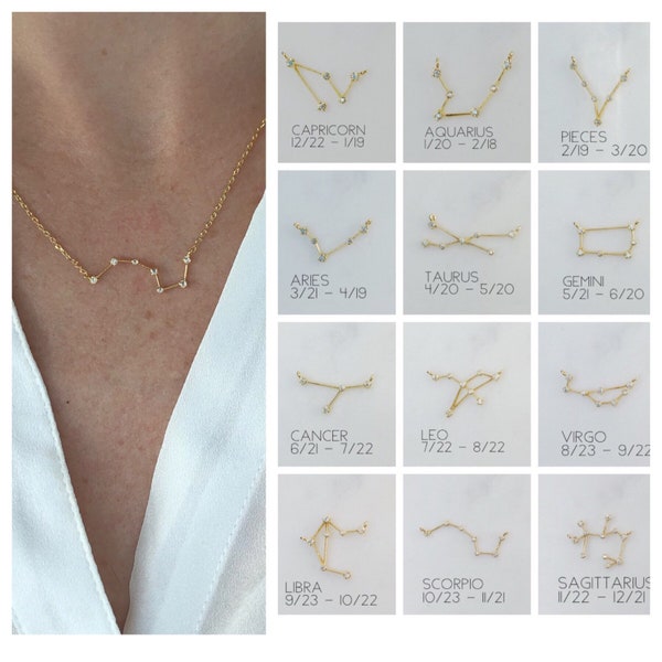 Constellation Necklace, Zodiac Necklace, Scorpio Necklace, Aries Necklace, Pisces Necklace, Virgo necklace, astrology gift