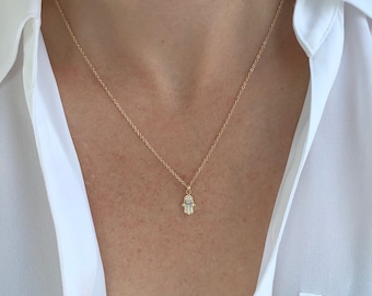 Opal Hamsa necklace, Opal necklace,  Gold Necklace, dainty necklace, hand necklace, opal jewelry, dainty gold necklace, necklaces for women