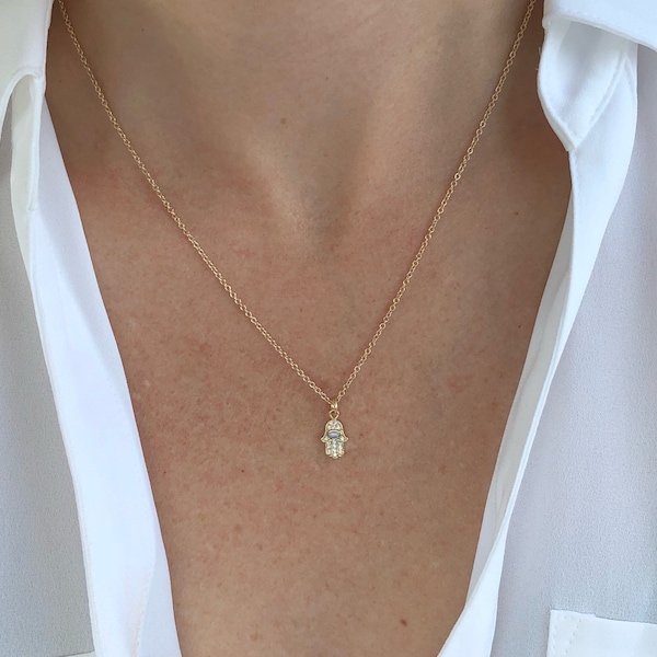 Opal Hamsa necklace, Opal necklace,  Gold Necklace, dainty necklace, hand necklace, opal jewelry, dainty gold necklace, necklaces for women