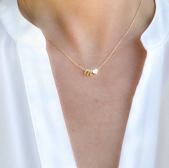 Gold rose necklace with initial sale
