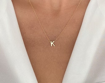 Gold Initial necklace gold, sterling silver gold necklace, personalized jewelry, initial necklace, gift for her, letter necklace, name