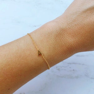 14K gold Letter Bracelet, Sideways Initial Bracelet , Number Bracelet, Bridesmaid Gifts, Gold Bracelet, Bracelet, Birthday Gifts for her