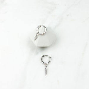 Small spike earrings, tiny spike earrings, hoop earrings, birthday gifts for her, gifts for women, jewelry, Silver hoop earrings, small hoop