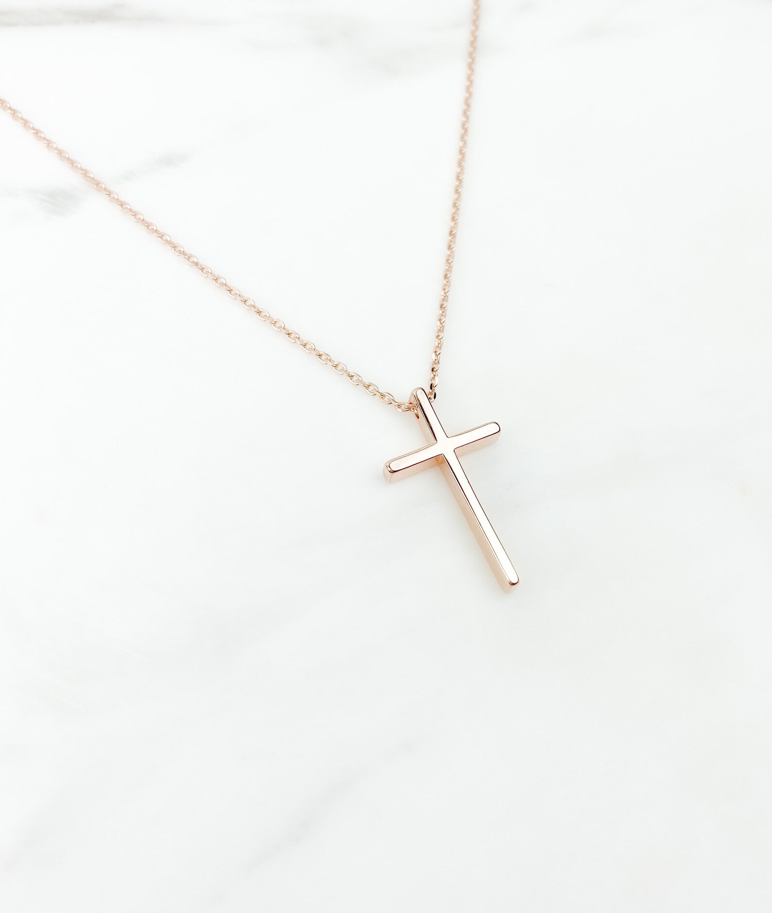 Cross Necklace Rose Gold Cross Cross Necklace Women Dainty Etsy