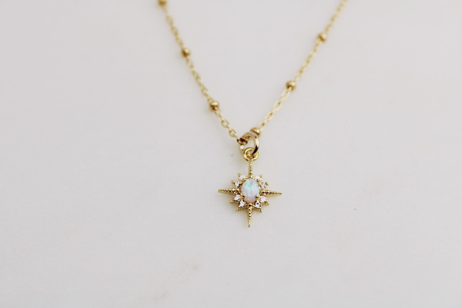 Opal Star Necklace Dainty Opal Necklace Celestial Jewelry Etsy