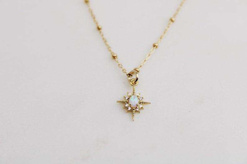 Opal star necklace, dainty opal necklace, Celestial jewelry, gold necklace, dainty necklace, birthday gift for her, jewelry gift