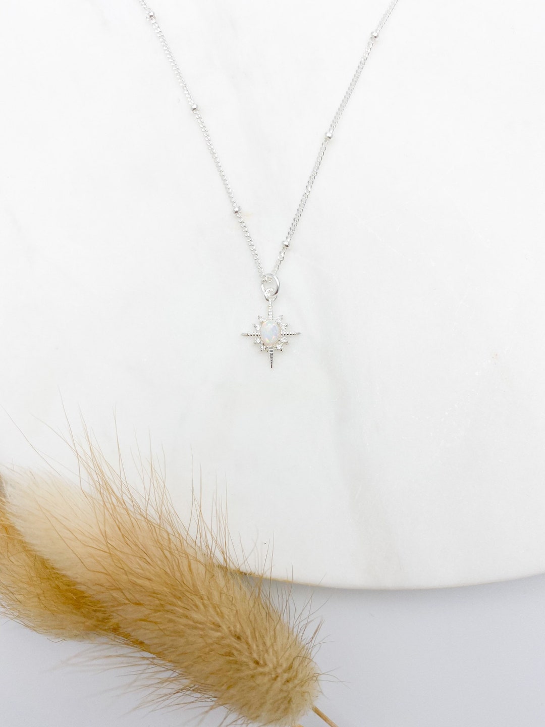 Silver Necklaces for women Opal necklace gift for her Sterling Silver Star Necklace Opal jewelry Necklaces for women birthday jewelry SS12