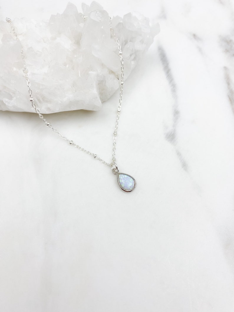 Opal Necklace, dainty necklace, Silver Necklace, Necklaces for women, birthday gift for her, jewelry gift, gift for her, jewelry image 1