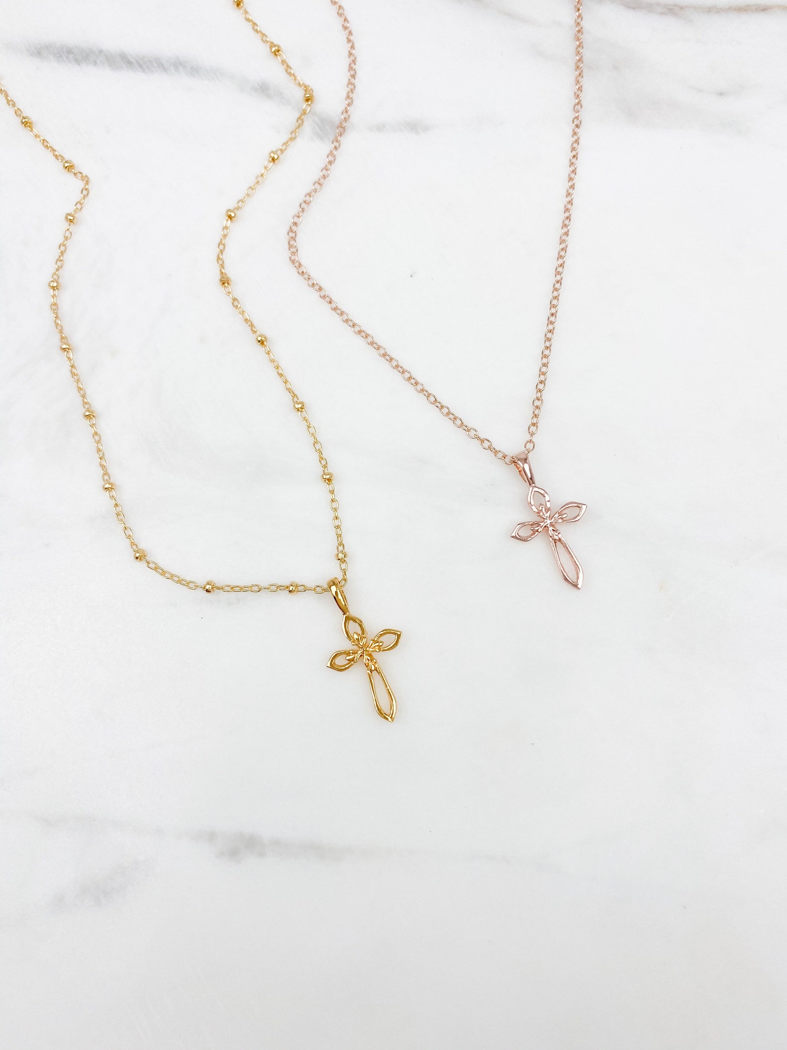 Cross Necklace Women Gold Cross Necklace Rose Gold Cross Etsy