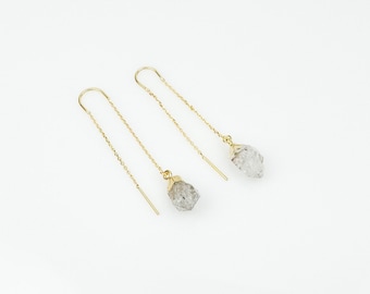 herkimer diamond earrings, dangle earrings, gold earrings, threader earrings, birthday gifts for her, pendant earrings