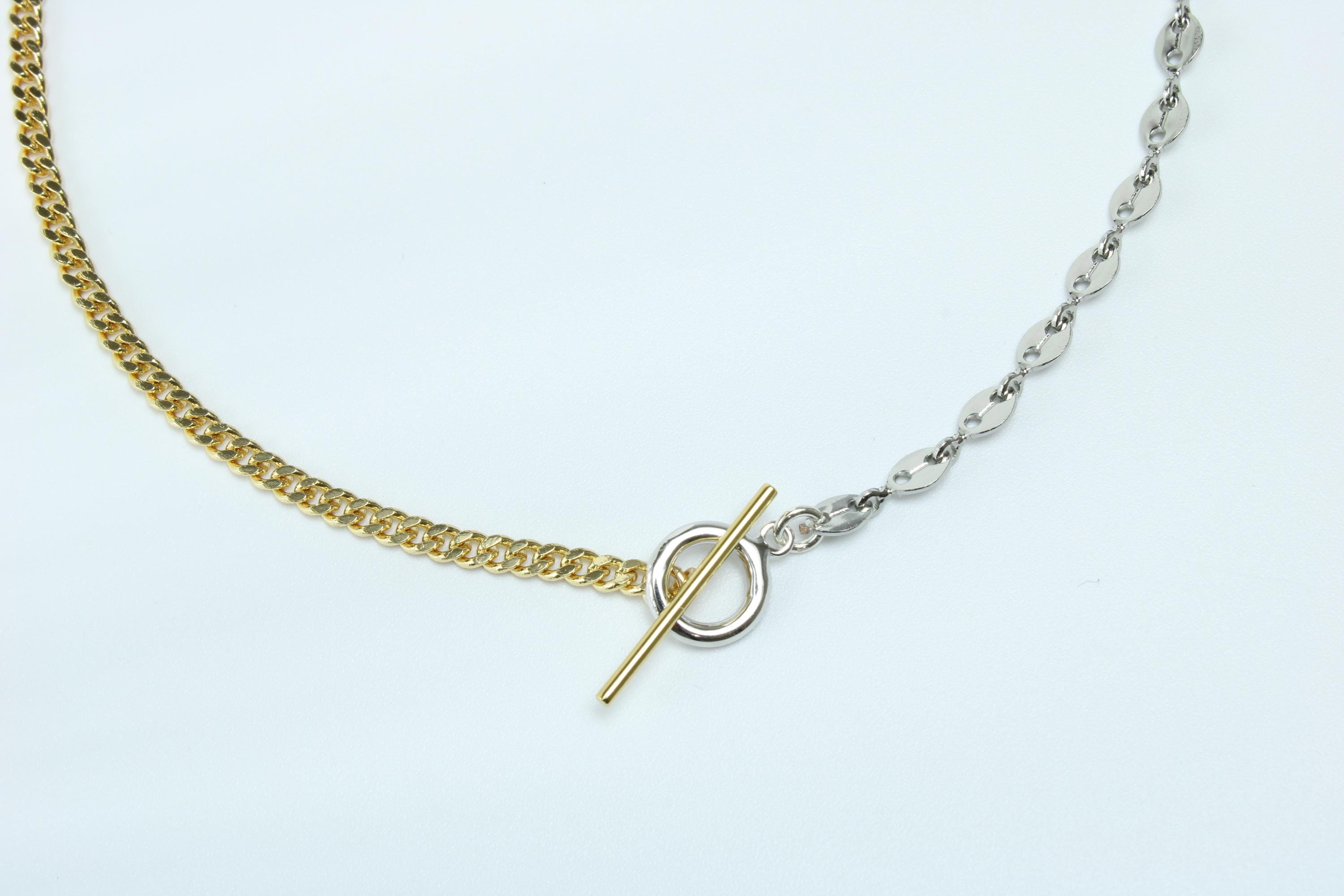 Mixed Metal Jewelry, Gold Necklace, Silver Necklace, Clasp
