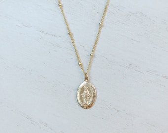 14K Gold Filled Mary Necklace, Sterling Silver Mary necklace, Gold filled necklace, Mother Mary necklace, Dainty Gold Necklace, gift for her