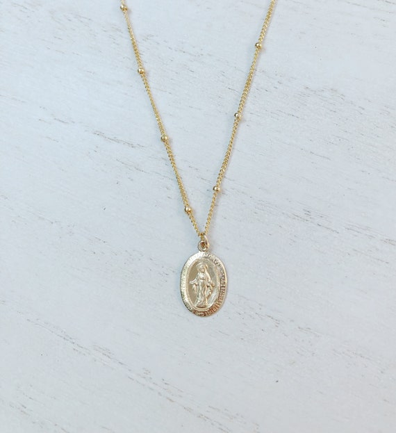 14K Gold Filled Mary Necklace Sterling 