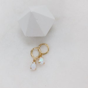 opal earrings, hoop earrings, Small earrings, dainty earrings, Gold opal hoop earrings, opal earrings, Small hoop, earrings, birthday gifts image 3