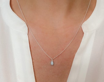 Necklaces for women, tiny opal necklace, silver necklace, Opal pendant, dainty necklace, birthday gift for her, jewelry gifts for her