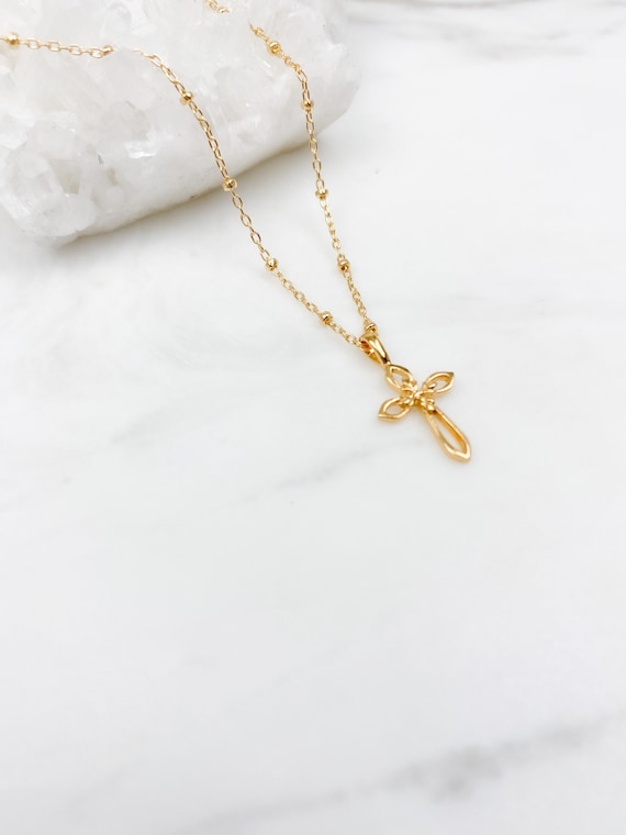 Cross Necklace Women Gold Cross Necklace Rose Gold Cross - Etsy