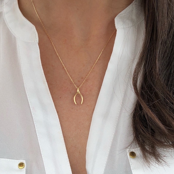 Gold Necklace, dainty necklace, Silver necklace, Necklaces for Women, gifts for her, Good Luck Necklace, wishbone, graduation gift