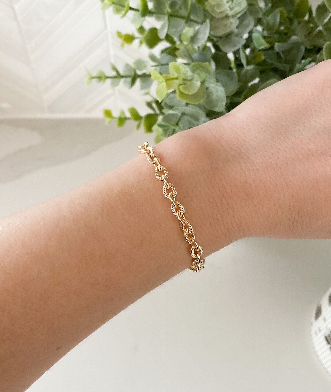 Gold Bracelet, Rolo Chain Gold Necklace, Gold Anklet Unique Chain