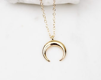 Small Crescent moon necklace, gold  necklace, necklaces for women, dainty necklace, birthday gifts for her, moon pendant necklace