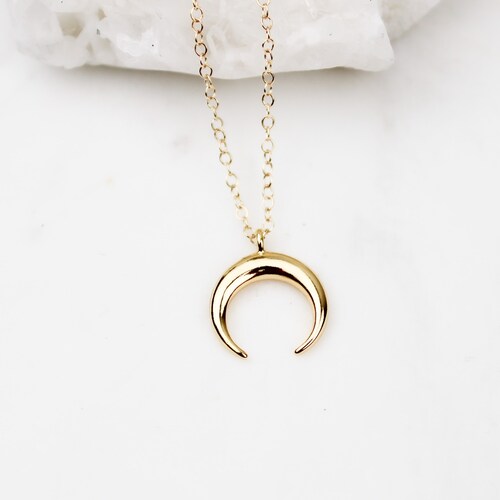 Small Crescent Moon Necklace Gold 