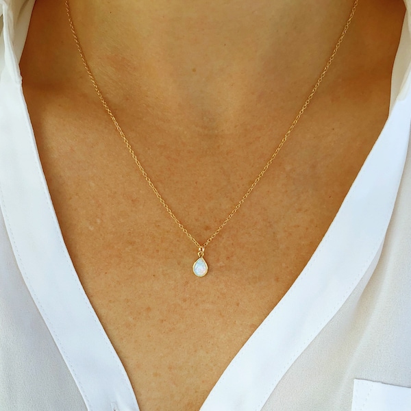 Opal necklace, dainty necklace, gift for her, gold necklace, opal jewelry, birthday gift for her, birthday gifts, jewelry, teardrop opal