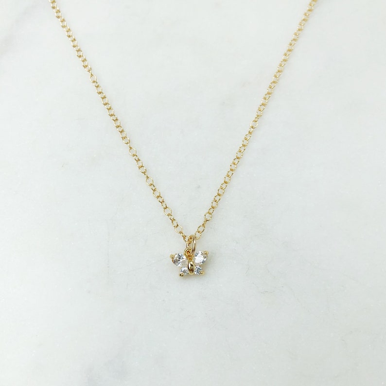 Butterfly necklace, Simple necklace, Dainty necklace, butterfly necklace gold, gift for friend, gold necklace, dainty gold necklace, jewelry image 2