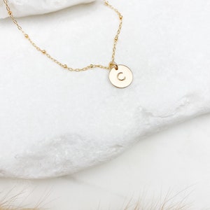 14k Gold Filled Personalized initial necklace gift, Coin necklace, Gold necklace, gift for women, dainty jewelry, dainty necklaces
