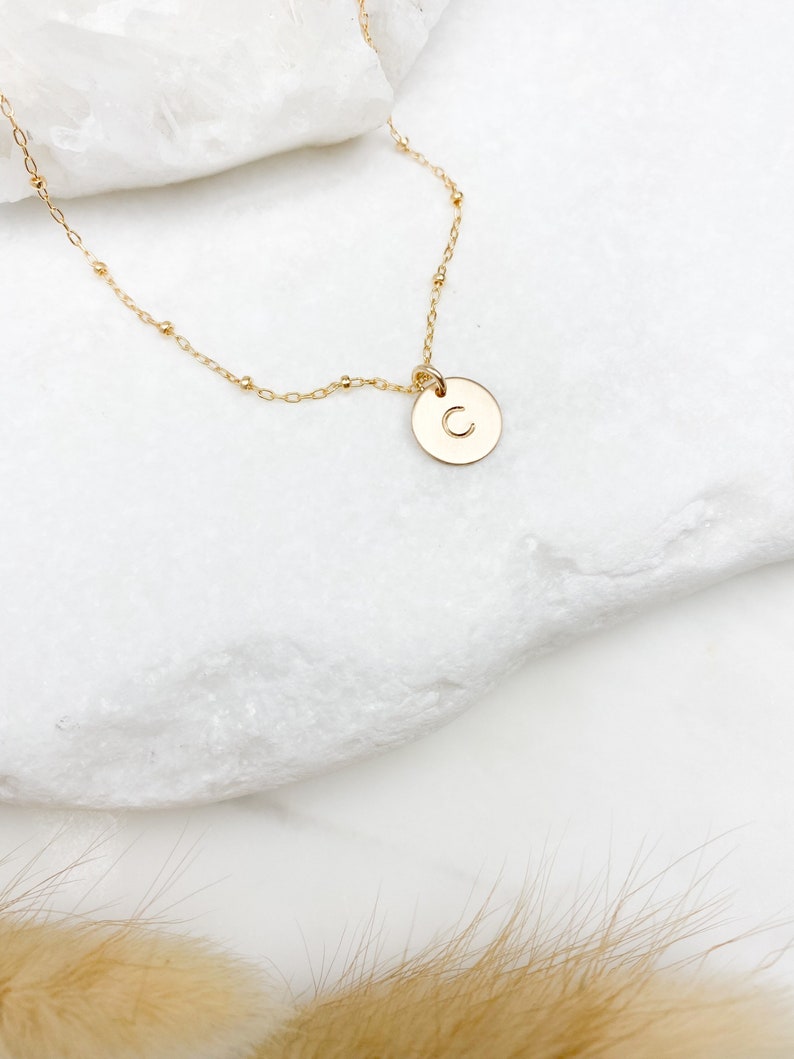 14k Gold Filled Personalized initial necklace gift, Coin necklace, Gold necklace, gift for women, dainty jewelry, dainty necklaces