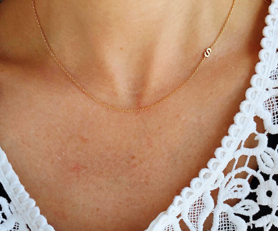 Sideways initial necklace silver discount