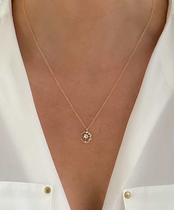 Crescent Moon Necklace Gold Necklace Necklaces for Women Etsy