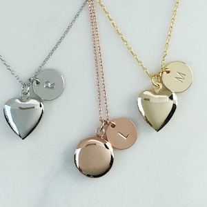 Personalized locket necklace, initials necklace, heart Locket, round locket, gifts for her, birthday gift, rose gold, jewelry
