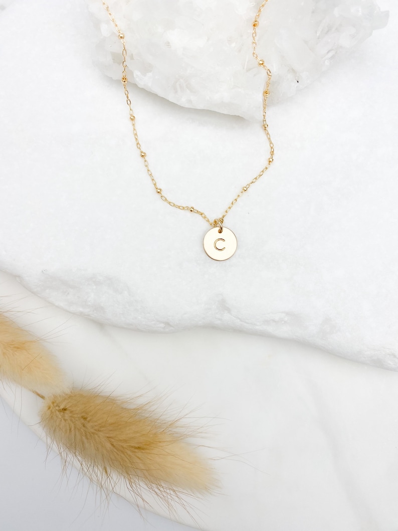 14k Gold Filled Personalized initial necklace gift, Coin necklace, Gold necklace, gift for women, dainty jewelry, dainty necklaces