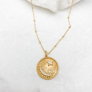 Gold Necklace, Celestial Necklace, Pendant Necklace, Jewelry, Gift for ...