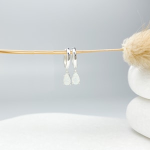 Sterling silver opal Small hoop earrings, small hoops, .925 silver earrings, opal earrings, dainty earrings, women, girls earrings, gifts image 4