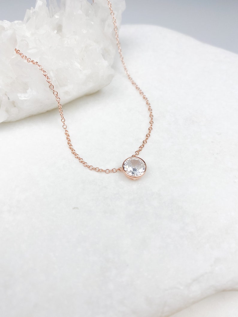 Floating diamond necklace, Birthday Gift, Necklaces for women, Simple necklace, Gold necklace, dainty jewelry, Dainty Necklace, Gift her zdjęcie 5