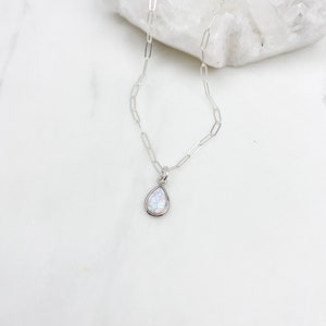 Opal Necklace, dainty necklace, Silver Necklace, Necklaces for women, birthday gift for her, jewelry gift, gift for her, jewelry image 4