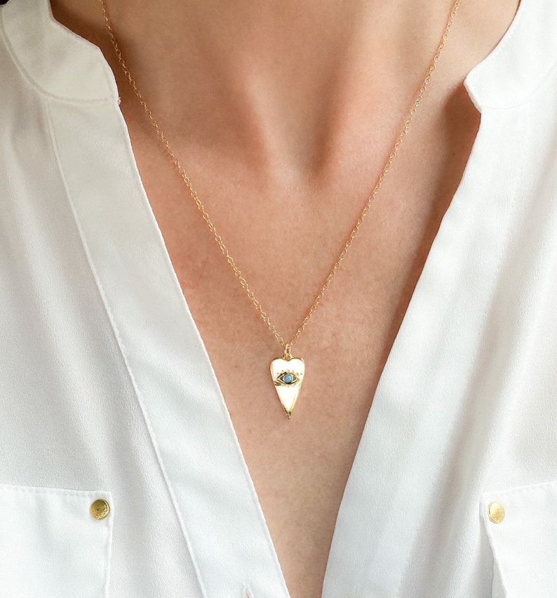 Gold Necklace necklaces for women Dainty Jewelry Dainty Necklace Evil Eye Necklace Heart Necklace Gift for her Birthday Gift