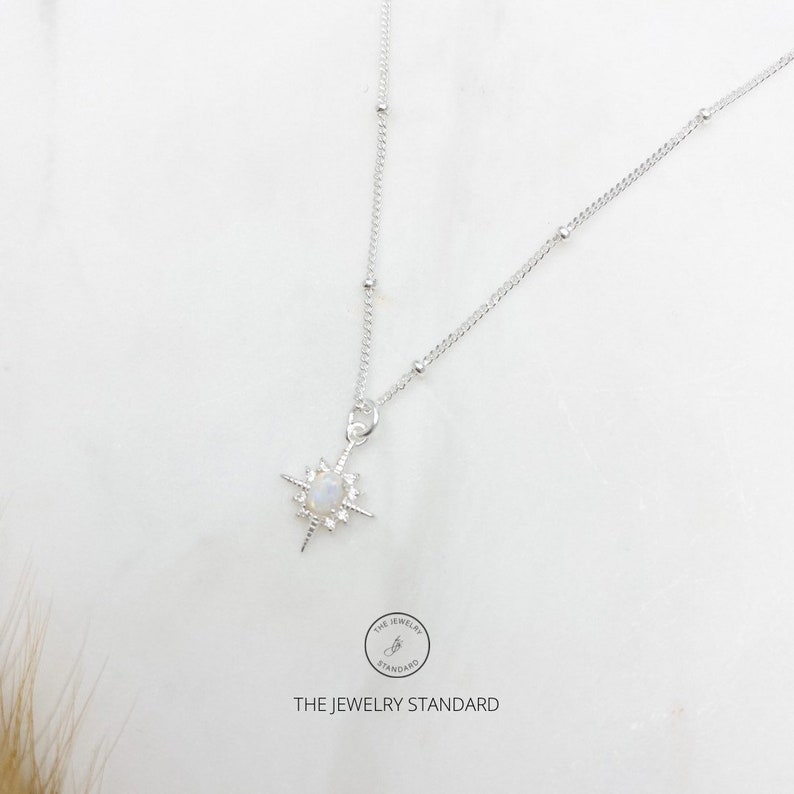 Opal star necklace, Silver Necklace, Opal necklace, Necklaces for women, birthday gift for her, jewelry gift, gift for her, jewelry SS12 image 3