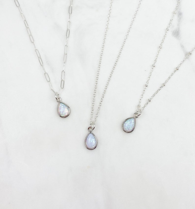 Opal Necklace, dainty necklace, Silver Necklace, Necklaces for women, birthday gift for her, jewelry gift, gift for her, jewelry image 2