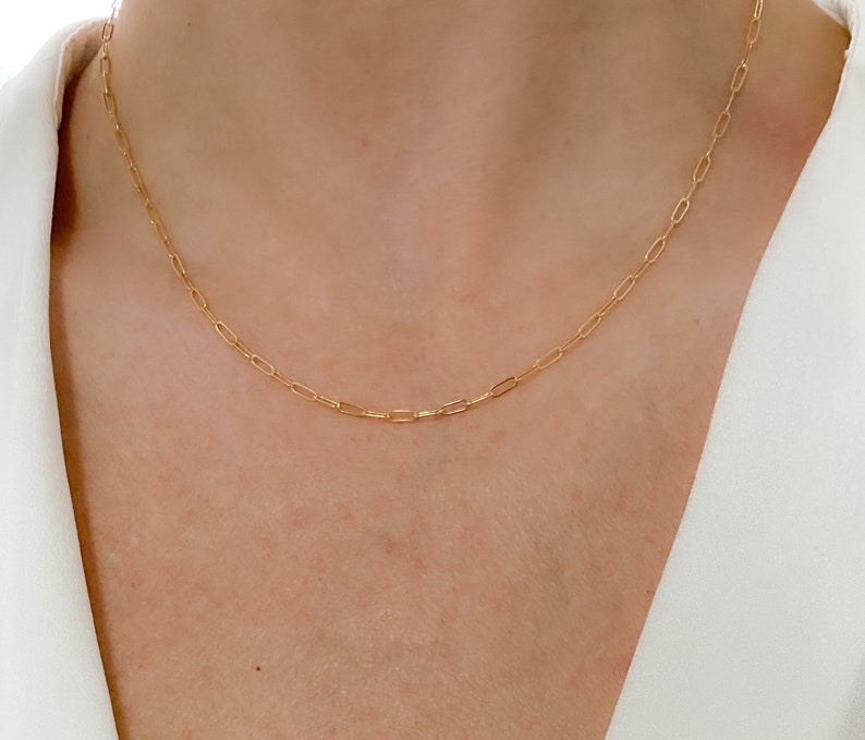 Dainty paperclip chain necklace, Necklaces for women, chain link necklace, Gold filled necklace, choker, chain necklace, layering necklaces image 5