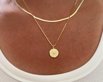Gold necklace, Sunburst Necklace, Sun Necklace, jewelry gift for her, necklaces for women, Pedant, Medallion Necklace, Layering styles
